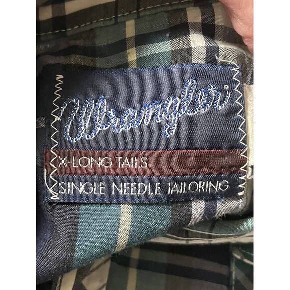 Vintage Wrangler X-Long Tails Single Needle Tailoring Button Shirt 15 1/2-33 - Picture 6 of 6
